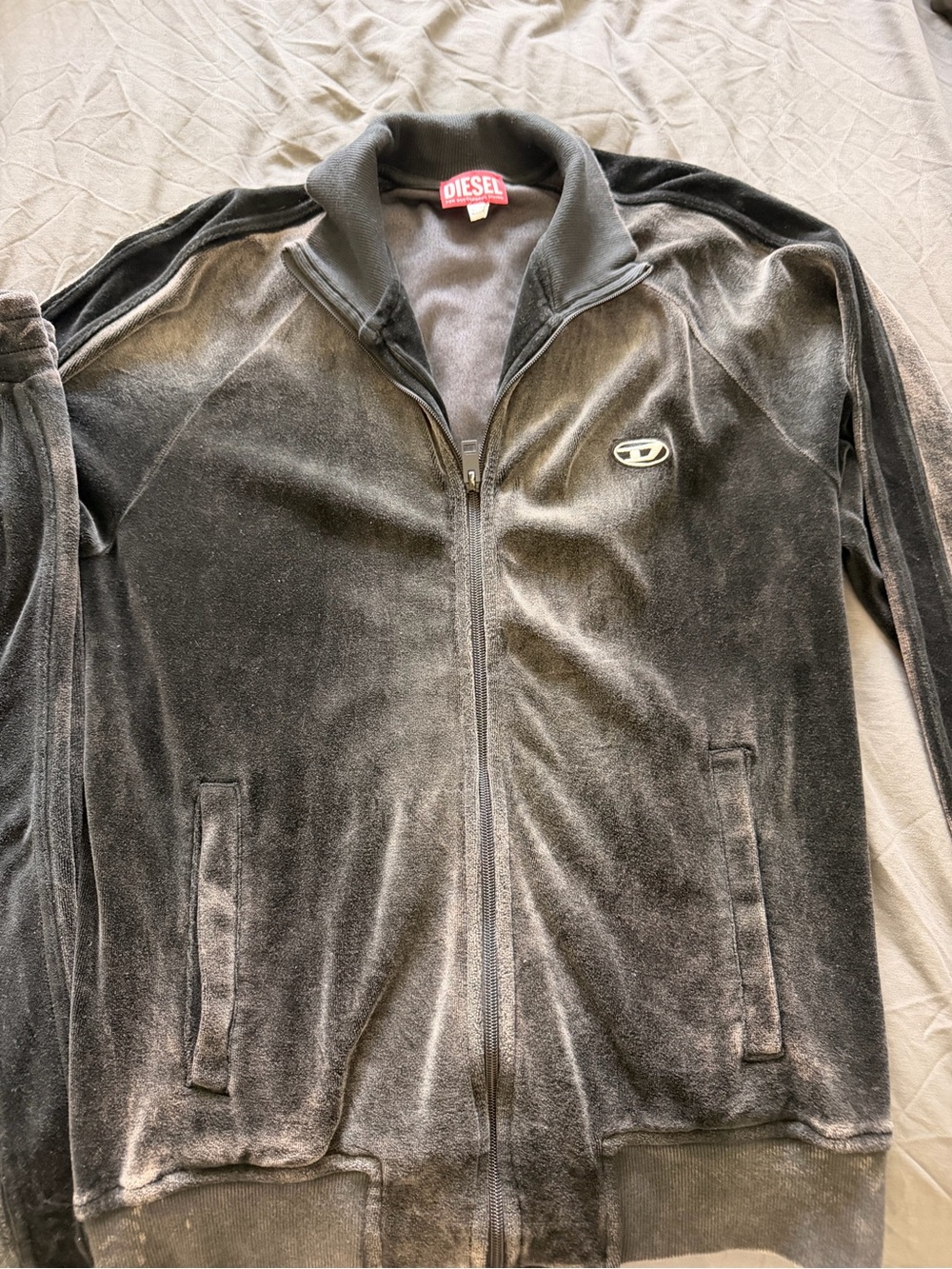 Diesel Men’s Black Velour Zip Jacket